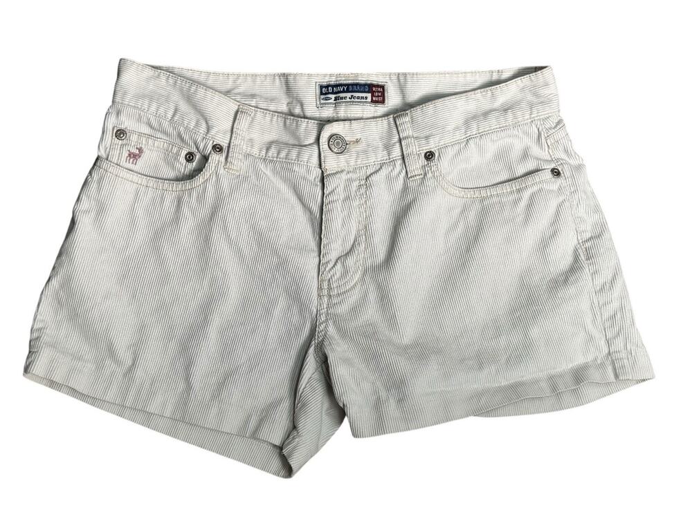 Y2K Vintage Old Navy Size 6 Ivory Corduroy Ultra Low Rise Shorts Cotton Preppy
